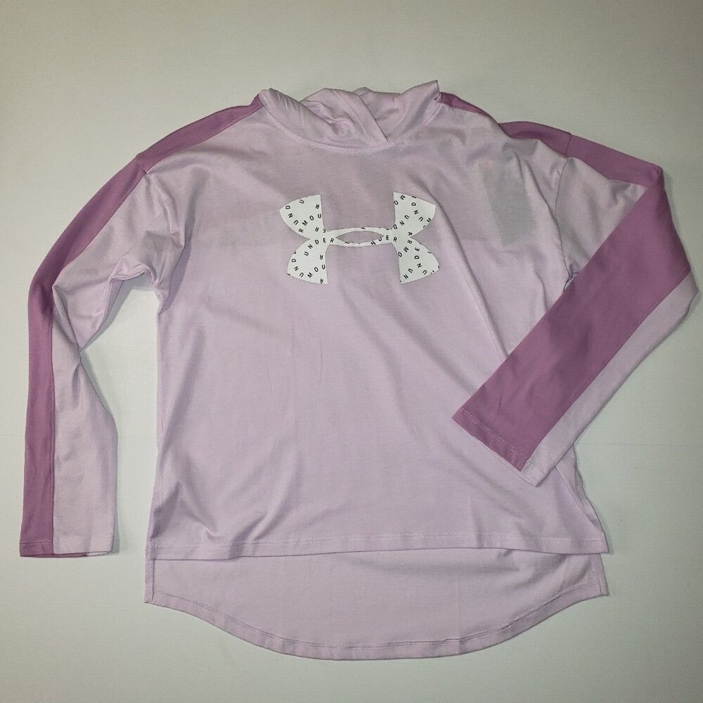 Under Armour Favorite Jersey Hoodie Girls' XLarge Purple & White Logo Athleisure - Picture 14 of 16